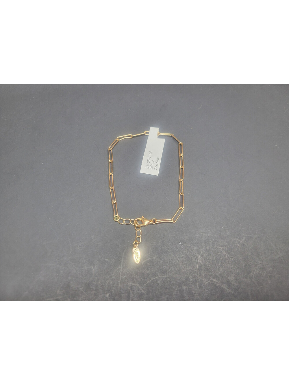 Ettika Gold-Tone Rectagle link Chain Bracelet 9.5 Inch Adjustable Lobster Clasp